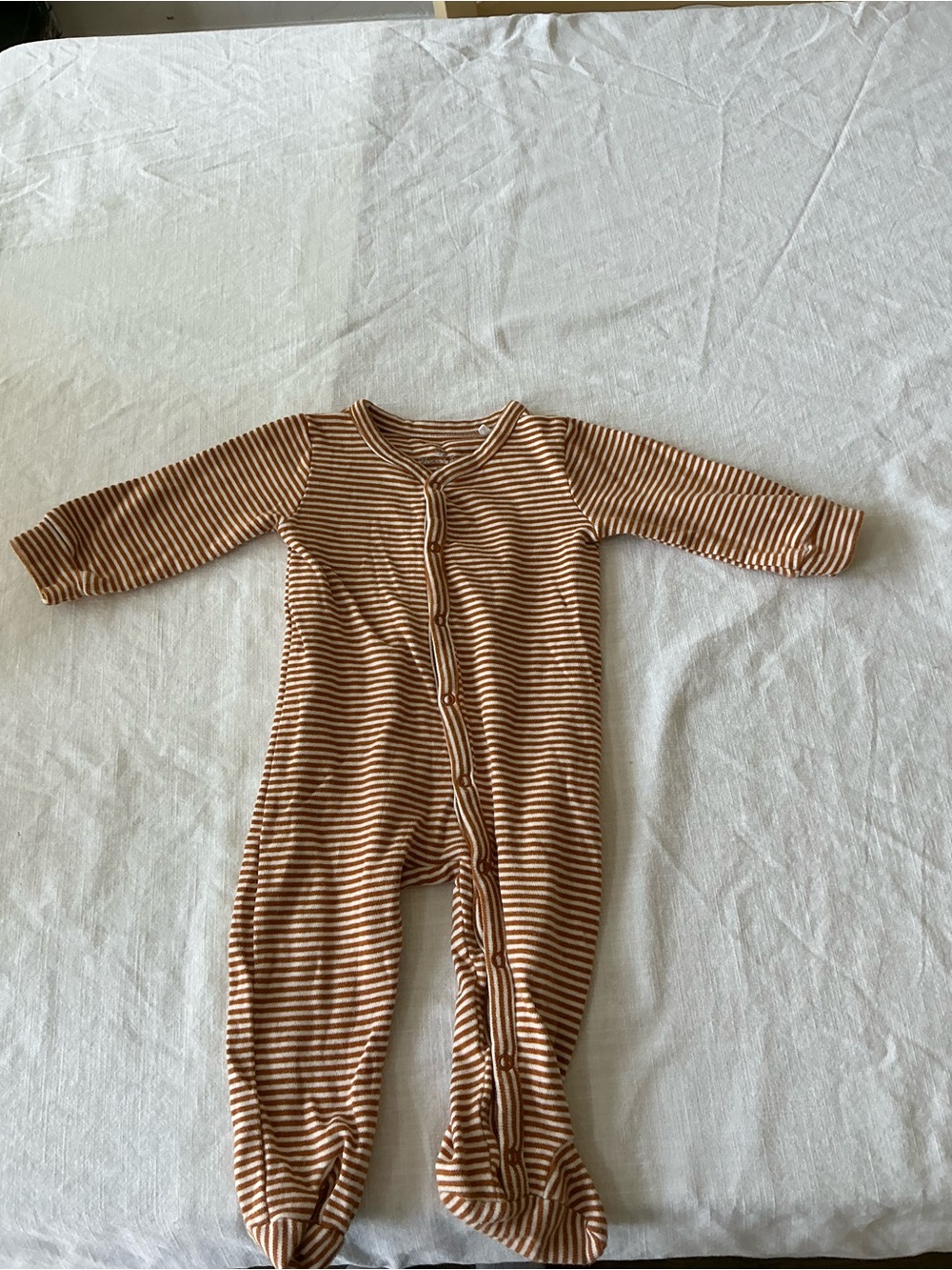 Brown & Cream Striped Baby Footed One-Piece – Cozy Sleep and Play